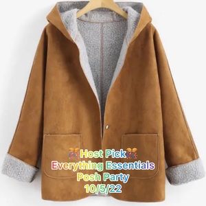 Shearling - Cuffed Sleeves Hooded Coat